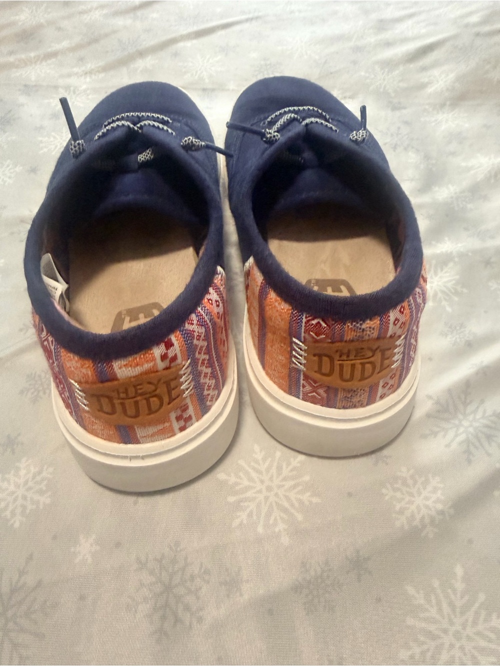 Hey Dude Navy Slip-On Sneakers with Woven Heel Accent Size 7 - Picture 3 of 6